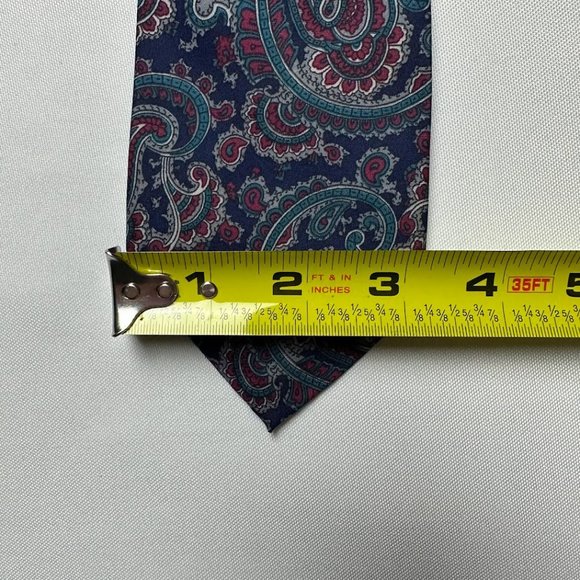 VTG Executive Apparel Mens tie Blue Teal Red Paisley Floral Pattern Business - Picture 4 of 6